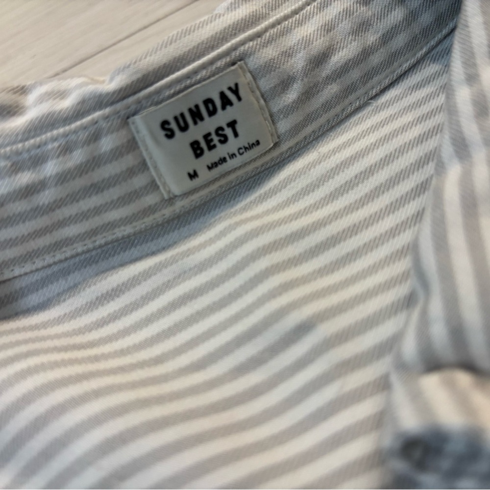 Aritzia Sunday Best Gray and White Striped Top